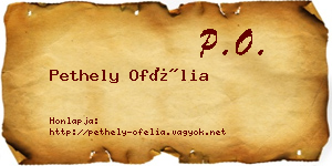 Pethely Ofélia névjegykártya